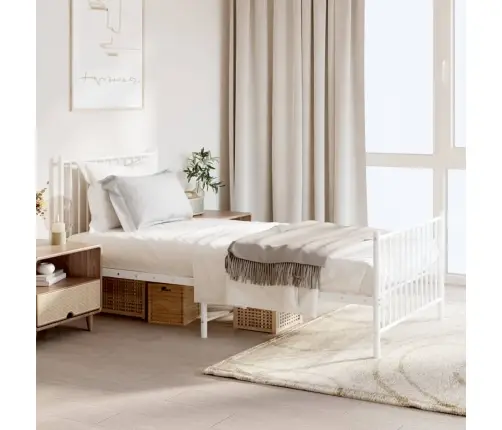 Lovos Rėmas Su Galvūgaliu/Kojūgaliu, Baltas, 90X190cm Metalas