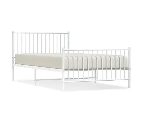 Gultas Rāmis Ar Galvgali Un Kājgali, Balts Metāls, 107X203 Cm Vidaxl