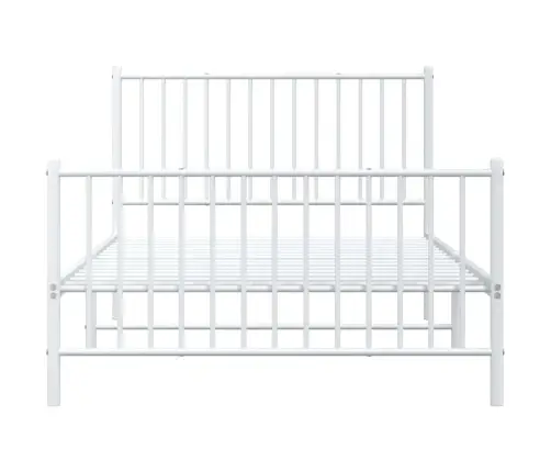 Gultas Rāmis Ar Galvgali Un Kājgali, Balts Metāls, 107X203 Cm Vidaxl