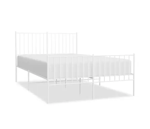 Metallist Voodiraam Peatsi Ja Jalutsiga, Valge, 120 X 200 Cm