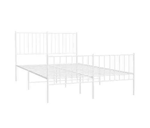 Metallist Voodiraam Peatsi Ja Jalutsiga, Valge, 120 X 200 Cm