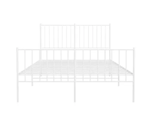 Metallist Voodiraam Peatsi Ja Jalutsiga, Valge, 120 X 200 Cm