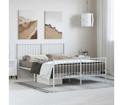 Gultas Rāmis Ar Galvgali Un Kājgali, Balts Metāls, 135X290 Cm Vidaxl