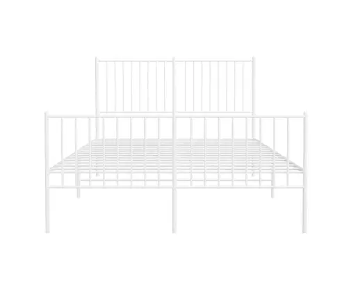 Gultas Rāmis Ar Galvgali Un Kājgali, Balts Metāls, 135X290 Cm Vidaxl