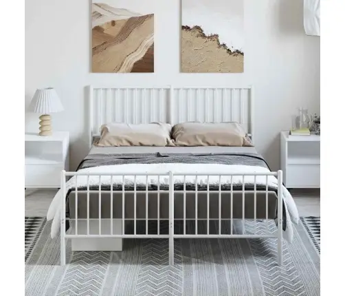 Gultas Rāmis Ar Galvgali Un Kājgali, Balts Metāls, 135X290 Cm Vidaxl