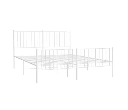 Gultas Rāmis Ar Galvgali Un Kājgali, Balts Metāls, 160X200 Cm Vidaxl