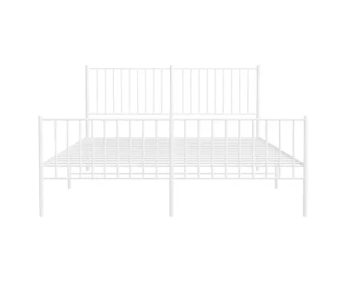 Gultas Rāmis Ar Galvgali Un Kājgali, Balts Metāls, 160X200 Cm Vidaxl