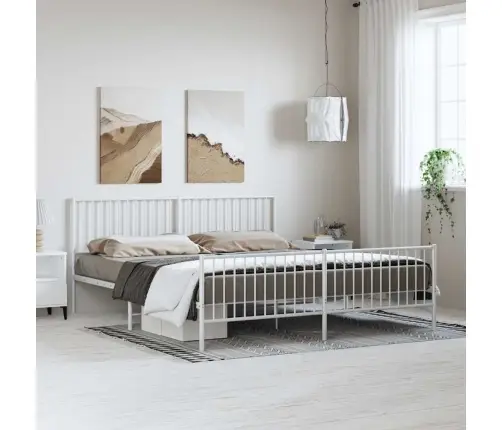 Gultas Rāmis Ar Galvgali Un Kājgali, Balts Metāls, 183X213 Cm Vidaxl