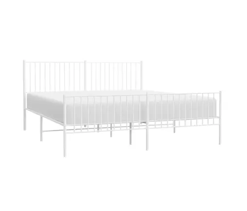 Gultas Rāmis Ar Galvgali Un Kājgali, Balts Metāls, 183X213 Cm Vidaxl