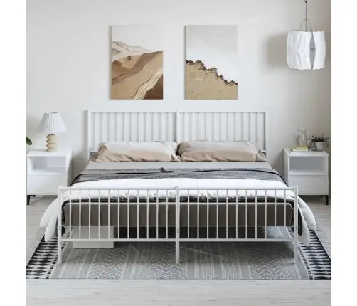 Gultas Rāmis Ar Galvgali Un Kājgali, Balts Metāls, 183X213 Cm Vidaxl