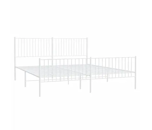 Metallist Voodiraam Peatsi Ja Jalutsiga, Valge, 193X203 Cm