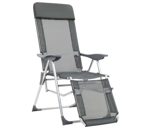 Salokāmi Kempinga Krēsli, Kāju Balsti, 2 Gb., Pelēks Tekstilēns Vidaxl