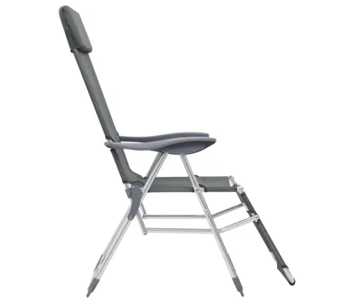 Salokāmi Kempinga Krēsli, Kāju Balsti, 2 Gb., Pelēks Tekstilēns Vidaxl