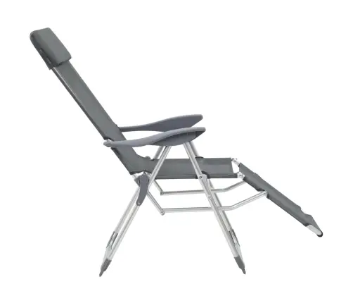 Salokāmi Kempinga Krēsli, Kāju Balsti, 2 Gb., Pelēks Tekstilēns Vidaxl