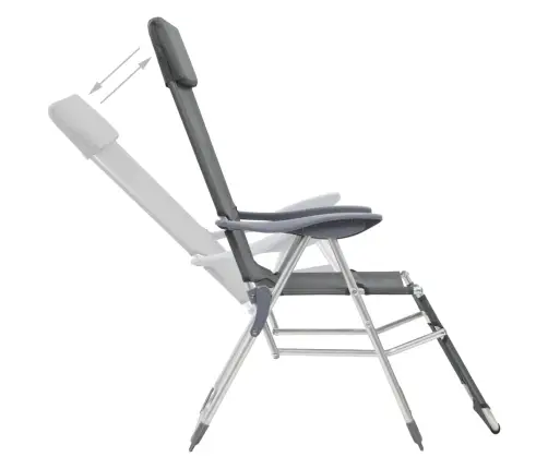 Salokāmi Kempinga Krēsli, Kāju Balsti, 2 Gb., Pelēks Tekstilēns Vidaxl