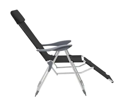 Saliekami Kempinga Krēsli, Kāju Balsti, 2 Gb., Melns Tekstilēns Vidaxl