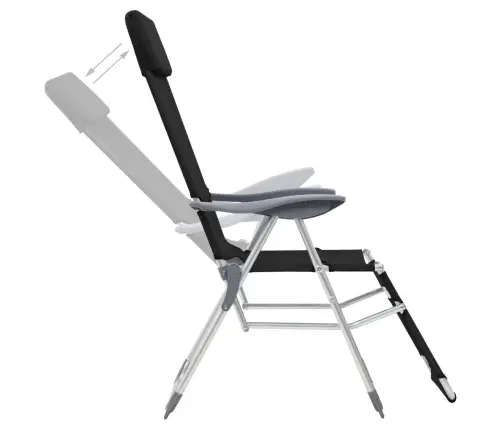 Saliekami Kempinga Krēsli, Kāju Balsti, 2 Gb., Melns Tekstilēns Vidaxl