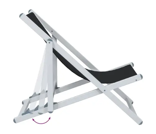 Kokkupandavad Rannatoolid 2 Tk, Must, Alumiinium Ja Tekstileen