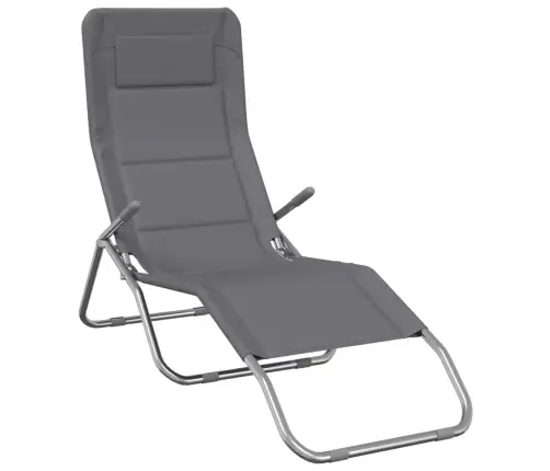 Sauļošanās Krēsli, 2 Gb., Saliekami, Pelēks Tekstilēns, Tērauds Vidaxl