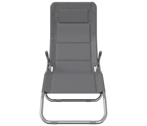Sauļošanās Krēsli, 2 Gb., Saliekami, Pelēks Tekstilēns, Tērauds Vidaxl