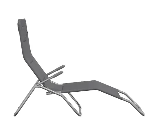 Sauļošanās Krēsli, 2 Gb., Saliekami, Pelēks Tekstilēns, Tērauds Vidaxl