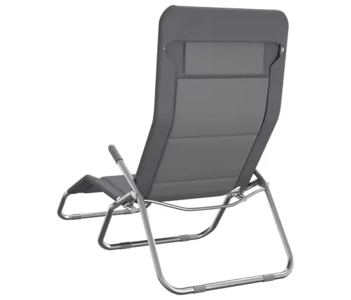 Sauļošanās Krēsli, 2 Gb., Saliekami, Pelēks Tekstilēns, Tērauds Vidaxl