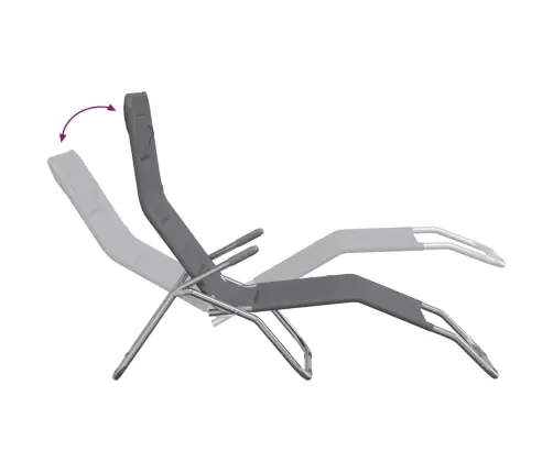 Sauļošanās Krēsli, 2 Gb., Saliekami, Pelēks Tekstilēns, Tērauds Vidaxl