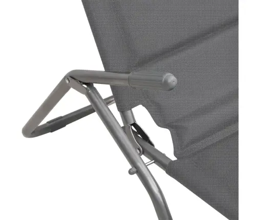 Sauļošanās Krēsli, 2 Gb., Saliekami, Pelēks Tekstilēns, Tērauds Vidaxl
