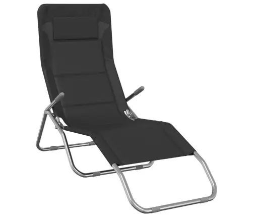 Kokkupandavad Päevitustoolid 2 Tk, Must, Tekstileen Ja Teras