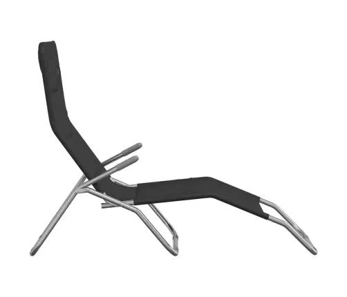 Kokkupandavad Päevitustoolid 2 Tk, Must, Tekstileen Ja Teras