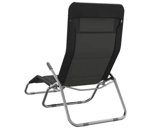 Kokkupandavad Päevitustoolid 2 Tk, Must, Tekstileen Ja Teras