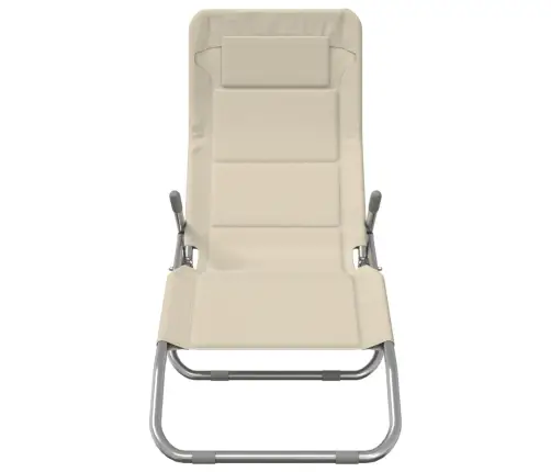 Sauļošanās Krēsli, 2 Gb., Saliekami, Bēšs Tekstilēns, Tērauds Vidaxl