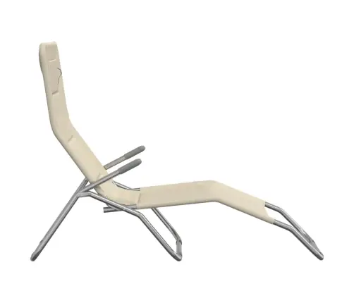 Sauļošanās Krēsli, 2 Gb., Saliekami, Bēšs Tekstilēns, Tērauds Vidaxl