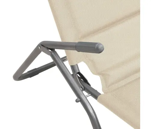 Sauļošanās Krēsli, 2 Gb., Saliekami, Bēšs Tekstilēns, Tērauds Vidaxl