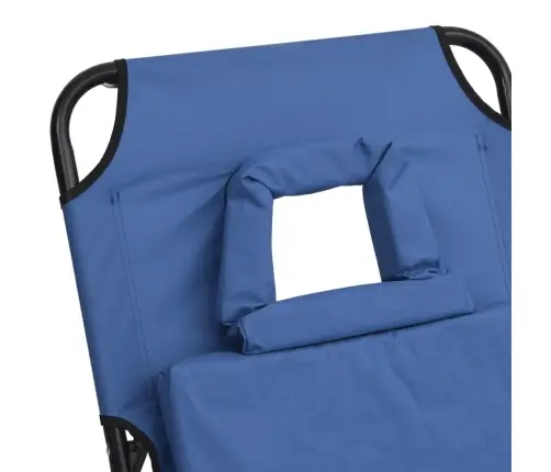 Sauļošanās Krēsls, Saliekams, Zils Audums, Tērauds Vidaxl