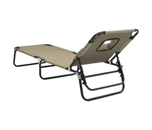 Sauļošanās Krēsls, Saliekams, Pelēkbrūns Audums, Tērauds Vidaxl Sauļošanās Krēsls, Saliekams, Pelēkbrūns Audums, Tērauds Vidaxl