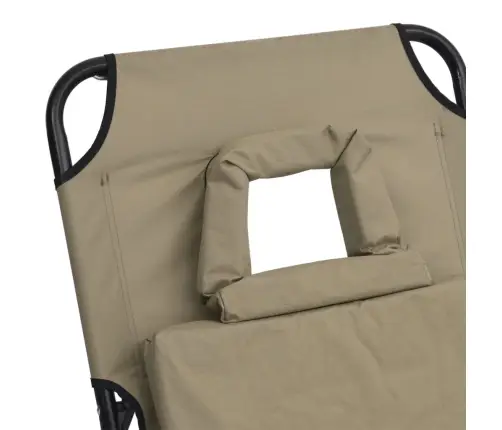 Sauļošanās Krēsls, Saliekams, Pelēkbrūns Audums, Tērauds Vidaxl Sauļošanās Krēsls, Saliekams, Pelēkbrūns Audums, Tērauds Vidaxl