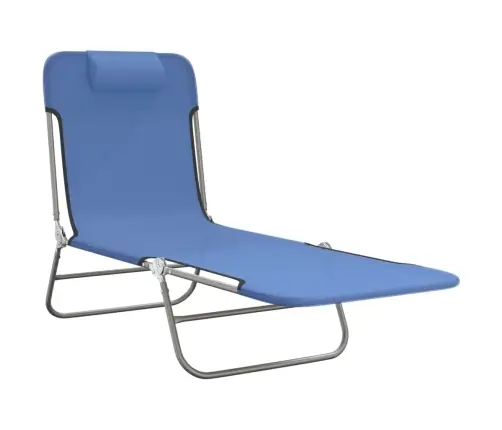 Saliekami Sauļošanās Krēsli, 2 Gab., Zils Tekstilēns Un Tērauds Vidaxl