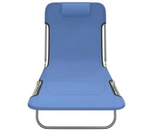 Saliekami Sauļošanās Krēsli, 2 Gab., Zils Tekstilēns Un Tērauds Vidaxl