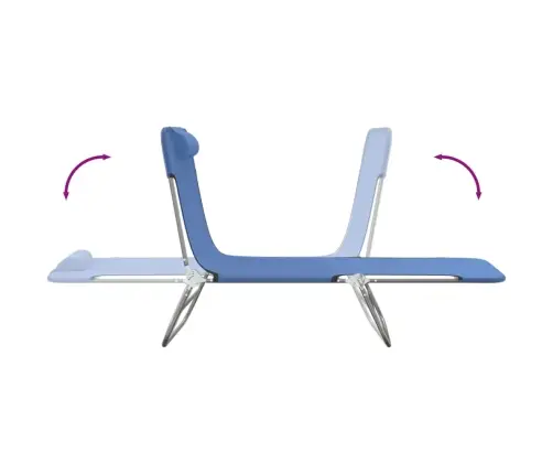 Saliekami Sauļošanās Krēsli, 2 Gab., Zils Tekstilēns Un Tērauds Vidaxl