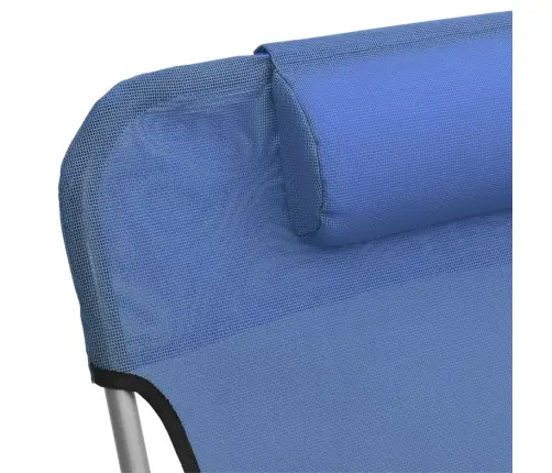 Saliekami Sauļošanās Krēsli, 2 Gab., Zils Tekstilēns Un Tērauds Vidaxl