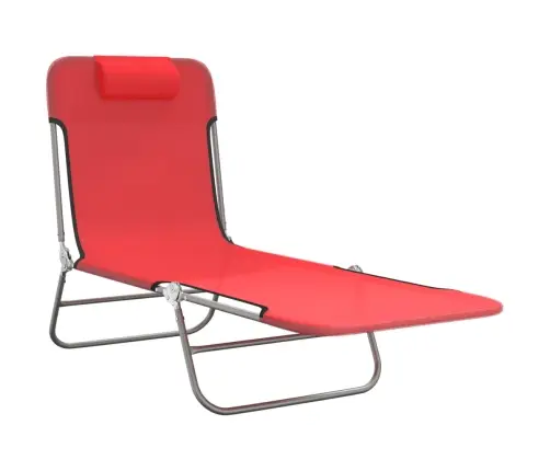 Saliekami Sauļošanās Krēsli, 2 Gb., Sarkans Tekstilēns, Tērauds Vidaxl