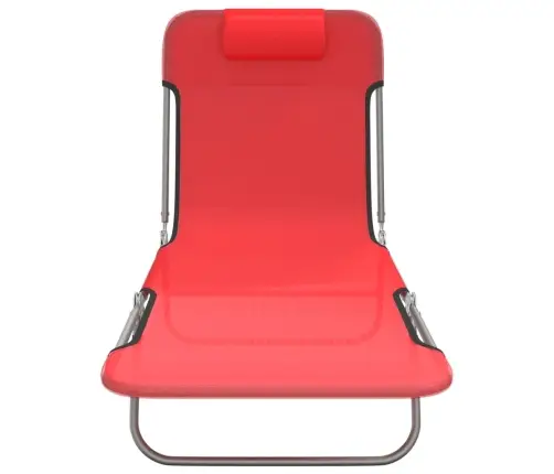 Saliekami Sauļošanās Krēsli, 2 Gb., Sarkans Tekstilēns, Tērauds Vidaxl