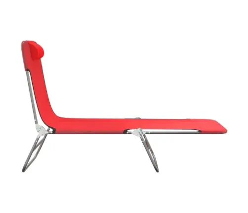 Saliekami Sauļošanās Krēsli, 2 Gb., Sarkans Tekstilēns, Tērauds Vidaxl