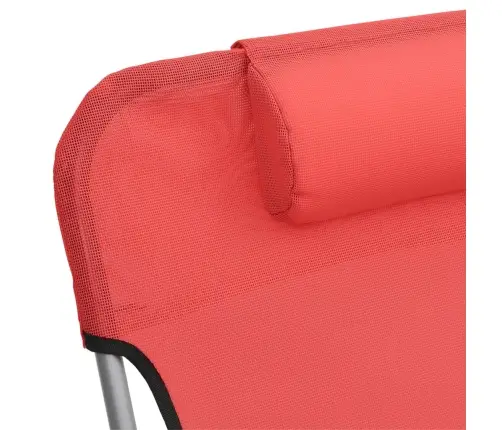 Saliekami Sauļošanās Krēsli, 2 Gb., Sarkans Tekstilēns, Tērauds Vidaxl