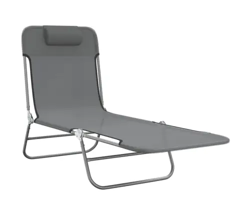 Saliekami Sauļošanās Krēsli, 2 Gab., Pelēks Tekstilēns, Tērauds Vidaxl