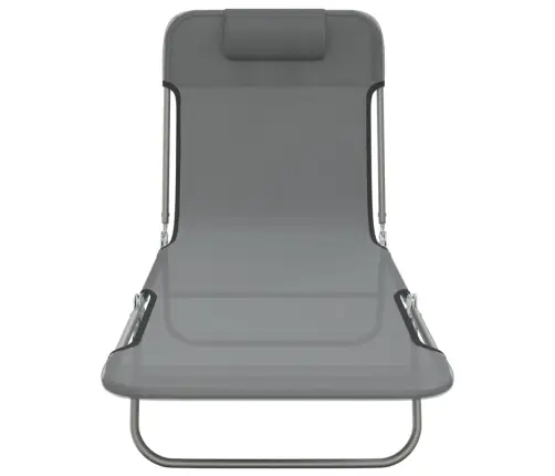 Saliekami Sauļošanās Krēsli, 2 Gab., Pelēks Tekstilēns, Tērauds Vidaxl