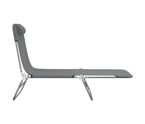 Saliekami Sauļošanās Krēsli, 2 Gab., Pelēks Tekstilēns, Tērauds Vidaxl