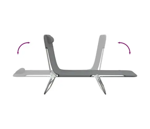 Saliekami Sauļošanās Krēsli, 2 Gab., Pelēks Tekstilēns, Tērauds Vidaxl