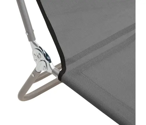 Saliekami Sauļošanās Krēsli, 2 Gab., Pelēks Tekstilēns, Tērauds Vidaxl